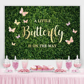 Lofaris Greenery Pink Butterfly Baby Shower Backdrop for Girl